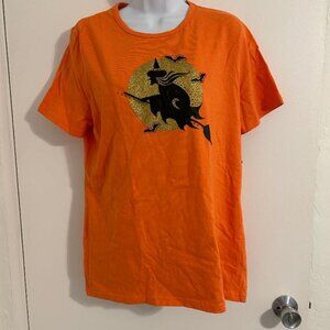 Orange Witch on Broom Top - Large NWT  Hal1